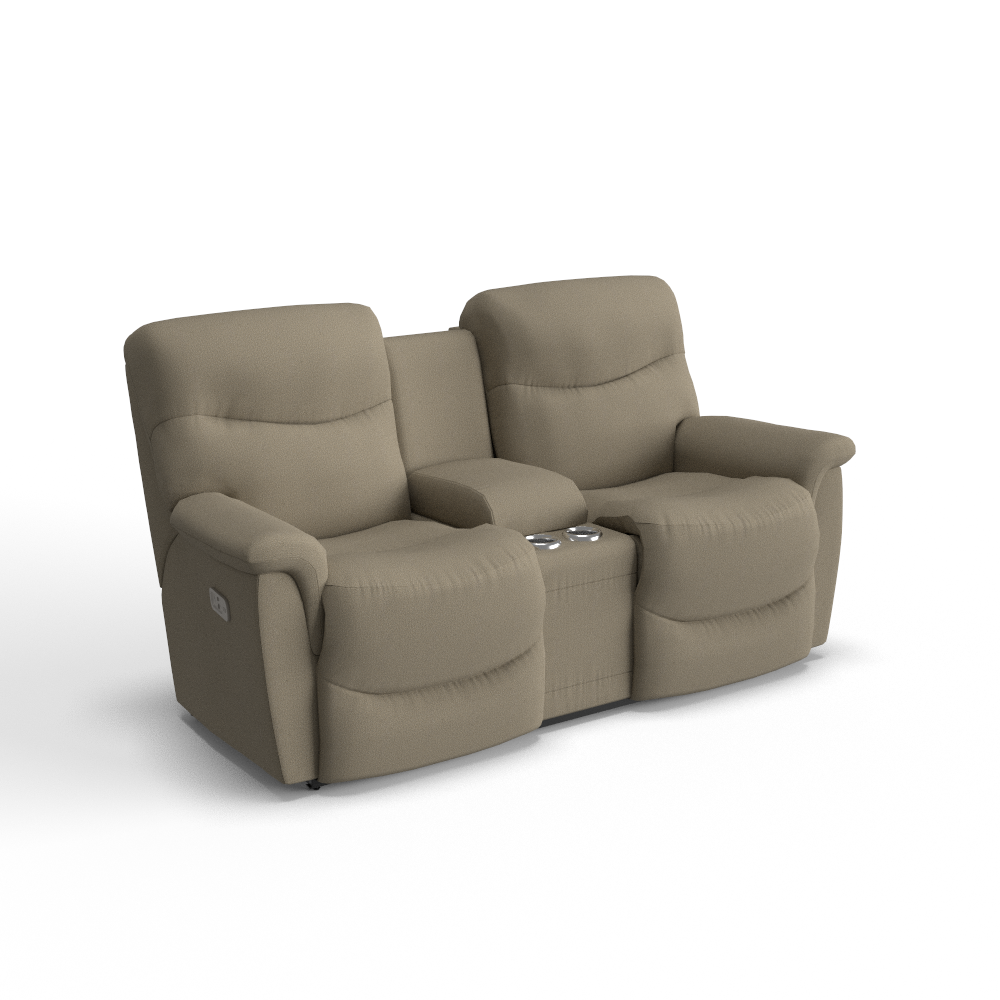 James Power Reclining Loveseat w/ Headrest & Console